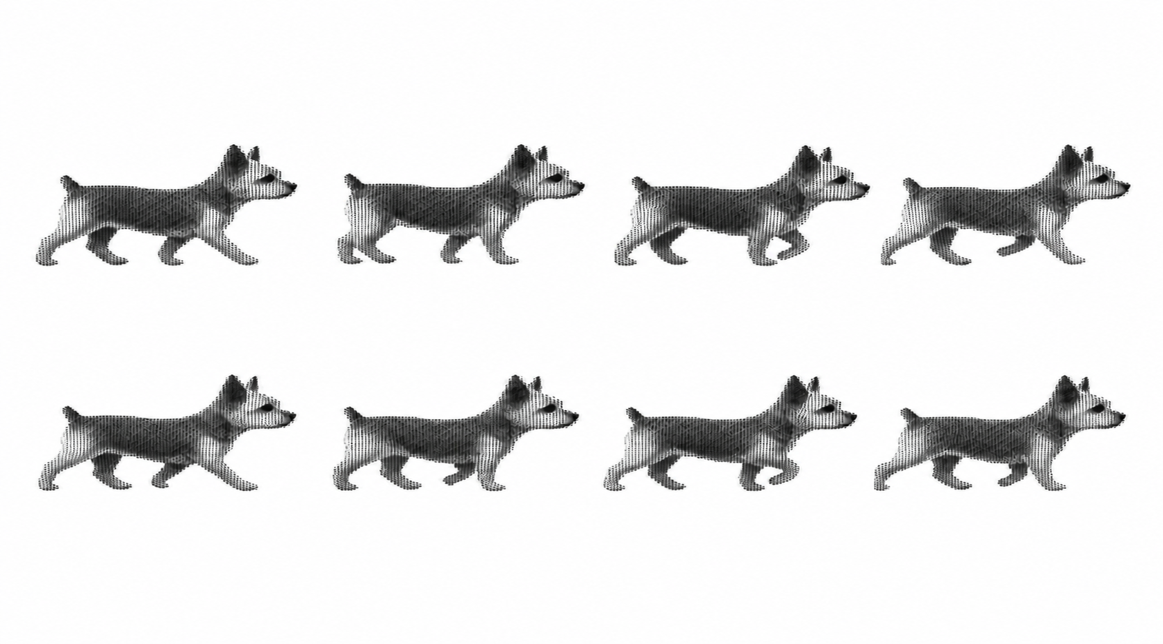 An attempt to transfer the timing and poses of the pixel-art gait while retaining the generated Silky Terrier appearance